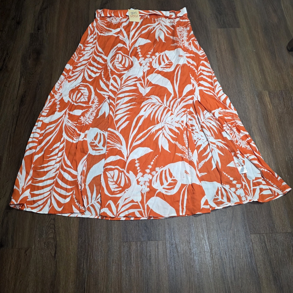 Tropical Orange and White A-Line Skirt